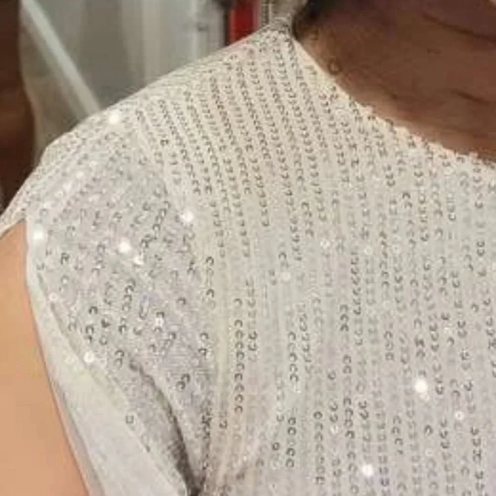 Sexy Champagne Sequin Split Sleeve mini Romper - Picture 12 of 12